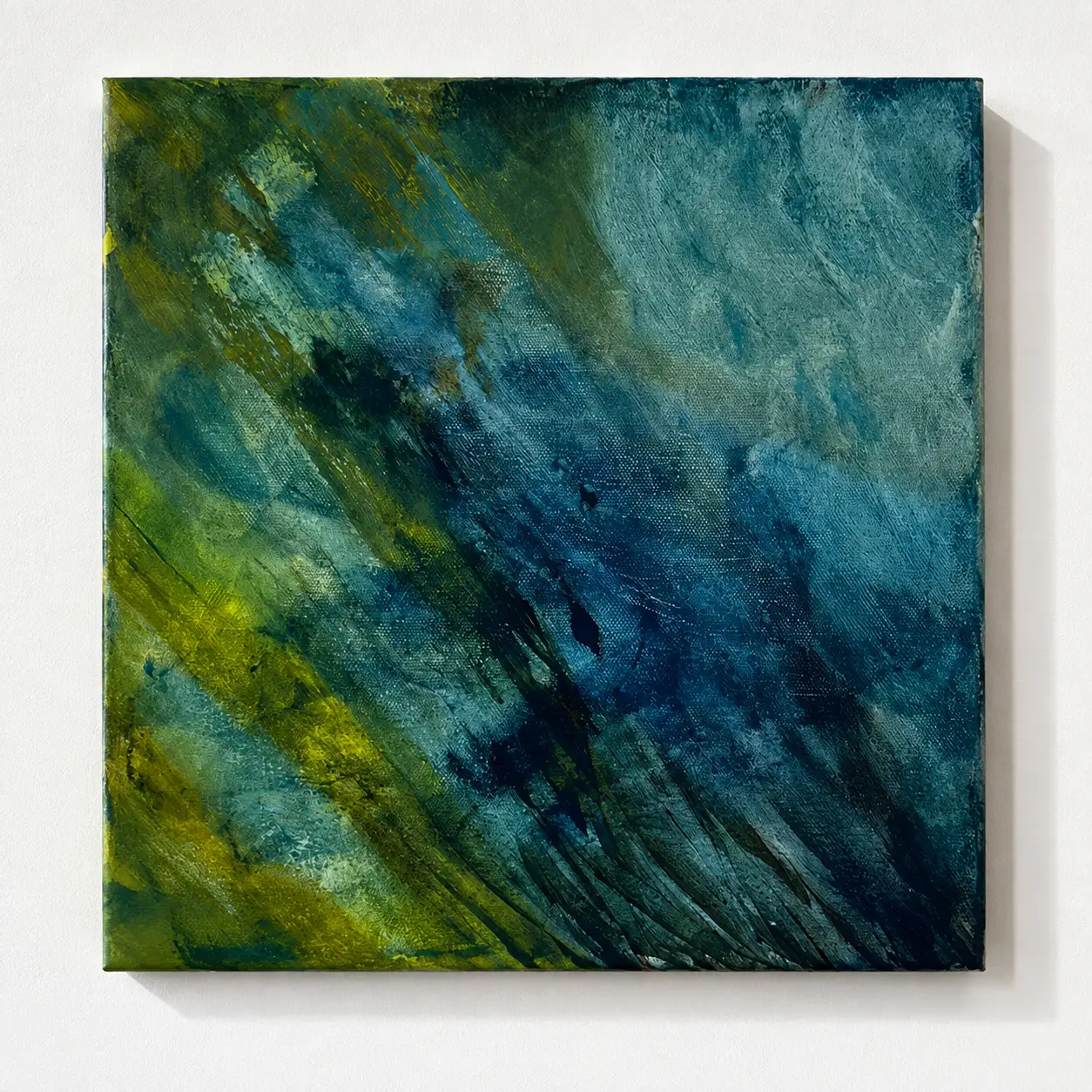 Blu+verde, 2026, Acrilico su tela, 30 × 30 cm