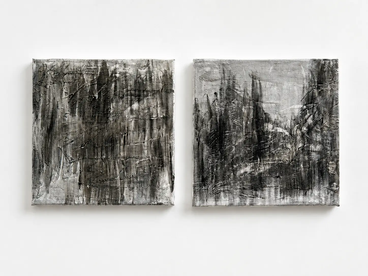 Grigio nero, 2026, Acrilico su tela, 20 × 20 cm (ciascuno)