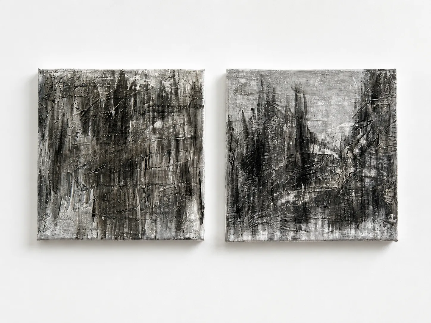 Grigio nero, 2026, Acrilico su tela, 20 × 20 cm (ciascuno)